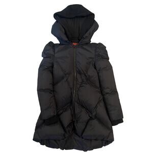 Black Alice + Olivia Hooded Quilted Down Puffer Coat Jacket, Size XS. Like new!